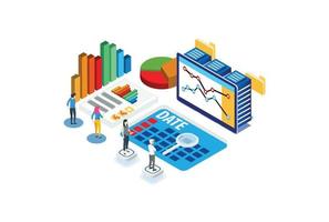 Modern Isometric Data Statistics Report Illustration, Web Banners, Suitable for Diagrams, Infographics, Book Illustration, Game Asset, And Other Graphic Related Assets vector