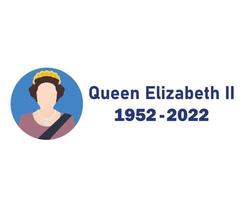 Elizabeth Queen 1952 2022 Face Portrait Blue British United Kingdom National Europe Country Vector Illustration Abstract Design