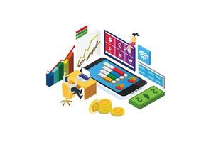 Modern Isometric Digital Currency Exchange Illustration Investment, Web Banners, Suitable for Diagrams, Infographics, Book Illustrations, Game Assets, and Other Graphic-Related Assets vector