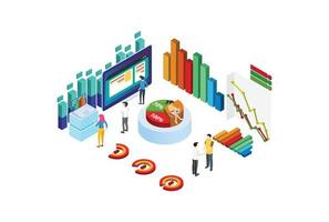 Modern Isometric Data Analysis Illustration, Web Banners, Suitable for Diagrams, Infographics, Book Illustration, Game Asset, And Other Graphic Related Assets vector