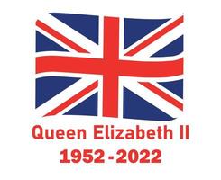 cinta de bandera británica del reino unido y reina elizabeth 1952 2022 emblema nacional rojo de europa icono ilustración vectorial elemento de diseño abstracto vector