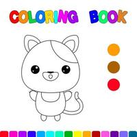 libro para colorear con un gato. página para colorear para niños. juegos educativos para niños en edad preescolar. hoja de cálculo vector