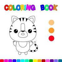 libro para colorear con un tigre. página para colorear para niños. juegos educativos para niños en edad preescolar. hoja de cálculo vector