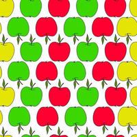 Seamless pattern with apples on a white background . Autumn pattern with fruit.Red, green, yellow apple.Bright print for fabric vector