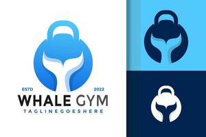 Whale Kettle Bell Logo Design, brand identity logos vector, modern logo, Logo Designs Vector Illustration Template