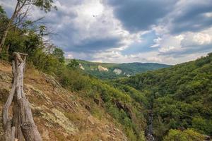 Vast mountain landscape with hills and forest photo