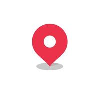 Flat vector illustration of map pin locator icon. Suitable for design element of map app, navigation, and gps marker. Red place marker symbol.