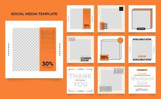 social media template banner fashion sale promotion in orange color. vector