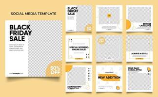 social media template banner fashion sale promotion in yellow color. vector