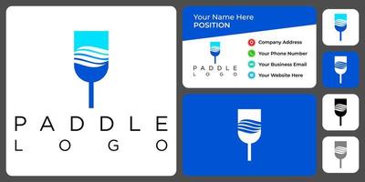 Ocean paddle logo design with business card template. vector