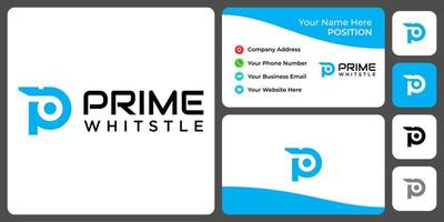 Letter P monogram whistle logo design with business card template. vector