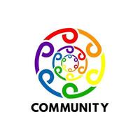 logotipo abstracto que simboliza la comunidad de varios círculos de la sociedad vector