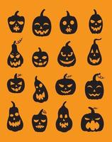 Different silhouettes of pumpkins for Halloween. vector