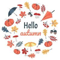 Hello autumn. Autumn leaves set vector