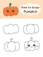 How to draw doodle pumpkin for Halloween. Vector illustration