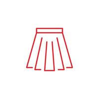 eps10 red vector short skirt abstract line icon isolated on white background. mini skirt outline symbol in a simple flat trendy modern style for your website design, logo, and mobile application