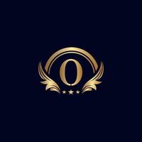 luxury letter O logo royal gold star vector