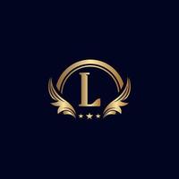 logotipo de la letra l de lujo estrella de oro real vector