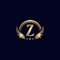 luxury letter Z logo royal gold star vector