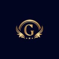 logotipo de la letra g de lujo estrella de oro real vector