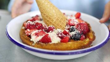 Delicious waffle plate with berries video