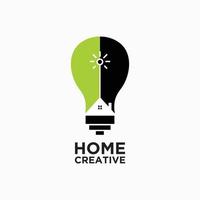 Home creative logo design in light concept vector