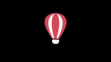 hot Air Balloon Holiday Adventure icon loop animation with alpha channel, transparent background, ProRes 444 video