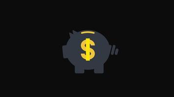 pig money box icon loop animation with alpha channel, transparent background, ProRes 444 video