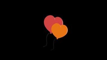 heiße herzförmige Luftballon-Urlaubsabenteuer-Icon-Loop-Animation mit Alphakanal, transparentem Hintergrund, Prores 444 video