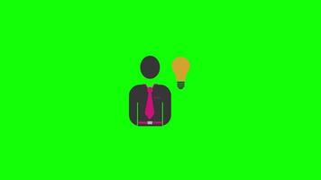 Light Bulb, Businessman business idea icon loop animation with alpha channel, transparent background, ProRes 444 video