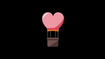hot heart shape Air Balloon Holiday Adventure icon loop animation with alpha channel, transparent background, ProRes 444 video