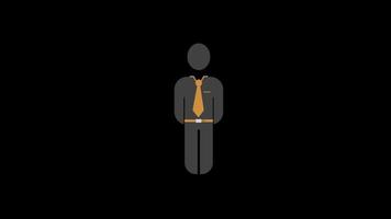 animation de boucle icône homme d'affaires avec canal alpha, fond transparent, prores 444 video
