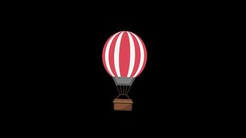 animação de loop de ícone de aventura de férias de balão de ar quente com canal alfa, fundo transparente, prores 444 video