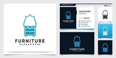 Minimalist furniture logo design inspiration for business property with business card template. vector