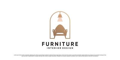 Furniture logo design template for interior property with creative element Premium Vector