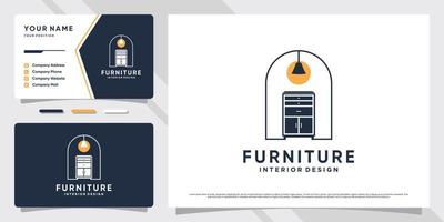 Minimalist furniture logo design inspiration for business property with business card template. vector