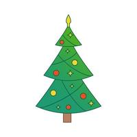 árbol de navidad vectorial. árbol de hoja perenne con decoraciones. abeto para año nuevo con bolas. degradado. vector