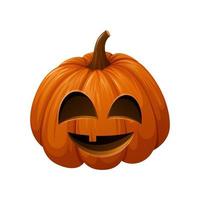 Halloween pumpkin with funny face, vector illustration, isolated background.