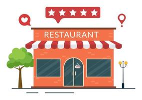 Restaurant Rating Review Template Hand Drawn Cartoon Flat Illustration with Customer Feedback, Rate Star, Expert Opinion and Online Survey vector