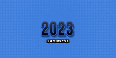 Happy new year 2023 vector blue halftone background