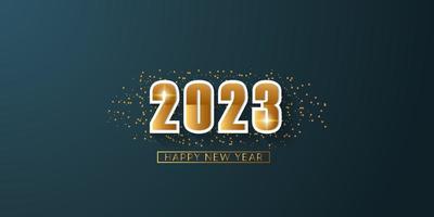 feliz año nuevo 2023 vector fondo negro. con numeros dorados