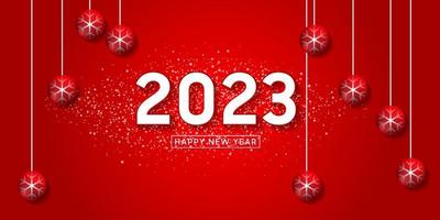 happy new year 2023 chinese lantern background design and white numbers vector