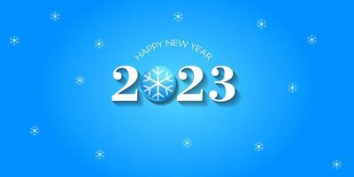 new year 2023 vector on blue background and numbers with snowball