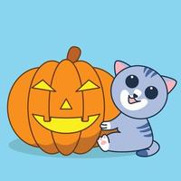 cute cat party in hallowen day vector