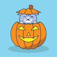 cute cat party in hallowen day vector