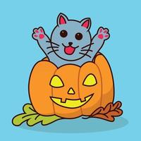 cute cat party in hallowen day vector