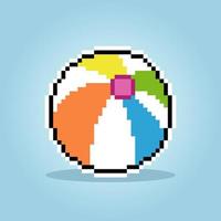 Pixel 8 bit Beach ball. Game assets icon in vector illustration.