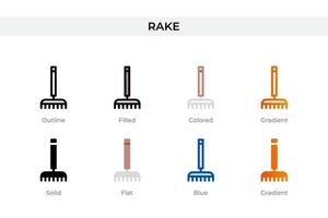 rake icon in different style. rake vector icons designed in outline, solid, colored, filled, gradient, and flat style. Symbol, logo illustration. Vector illustration