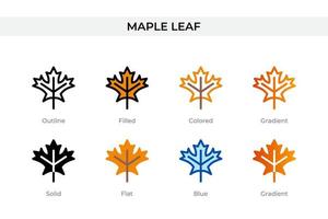 maple leaf icon in different style. maple leaf vector icons designed in outline, solid, colored, filled, gradient, and flat style. Symbol, logo illustration. Vector illustration