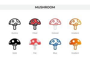 mushroom icon in different style. mushroom vector icons designed in outline, solid, colored, filled, gradient, and flat style. Symbol, logo illustration. Vector illustration